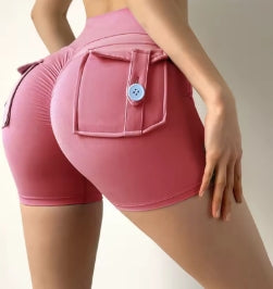 Peach Butt Women's Fitness Shorts, Three-Quarter Exercise Pants, Cargo, Dry Pocket Air, Yoga, Tight Lifting, Summer
