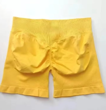 Solid Color High Waist Hip Yoga Shorts Women's Korean Version of Thin Elastic Tight Pilates Fitness Shorts Running Training Pant