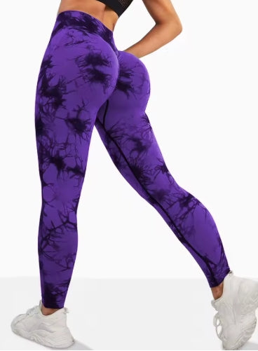 Women's Seamless Tie-dye Yoga Pants High Waist Soft Comfortable Gym Fitness Sportswear Workout Leggings Tights