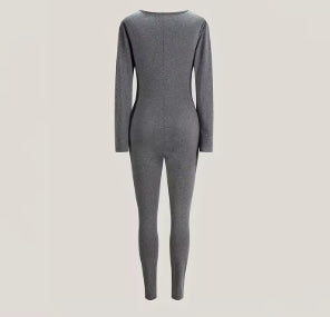Sexy sports jumpsuits for women, fashionable fitted long sleeve plain rompers, fitted casual streetwear for Fitness, female set