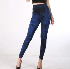 Women's imitation stretch leggings, fashionable sexy tight tights with enhancement for gym, simple high waist casual leggings, streetwear