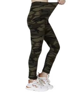 Women's high stretch casual tight gray and green camouflage leggings, nine-point skinny pants Retro sporty and sexy for Fitness