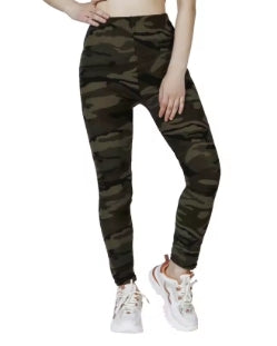 Women's high stretch casual tight gray and green camouflage leggings, nine-point skinny pants Retro sporty and sexy for Fitness