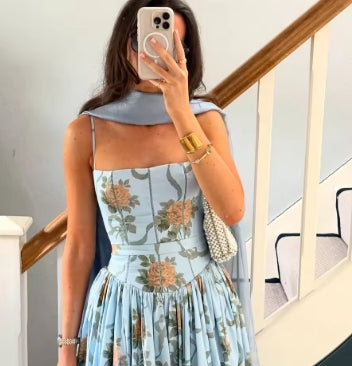 Oligai Summer Clothes for Women Midi Elegant Dress 2025 New Arrivals White Floral Print Holiday Dress