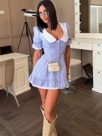 CNYISHE Patchwork V Neck Short Sleeve Button Casual Trendy Women Dresses Sheath Sexy Club Bodycon Vestidos Female Fitness Slim