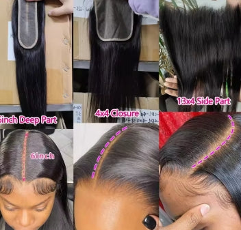 Straight Human Hair Bundles with Closure 2x6 4x4 Raw Brazilian Hair Extensions Weave 3 4 Bundles with 13x4 Transparent Frontal