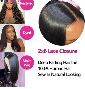 Straight Human Hair Bundles with Closure 2x6 4x4 Raw Brazilian Hair Extensions Weave 3 4 Bundles with 13x4 Transparent Frontal