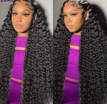 Afro Deep Kinky Curly Human Hair 3/4 Bundle with HD Transparent Lace Frontal Closure And Bundle 100% Virgin Hair Weave Extension