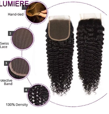 Afro Deep Kinky Curly Human Hair 3/4 Bundle with HD Transparent Lace Frontal Closure And Bundle 100% Virgin Hair Weave Extension