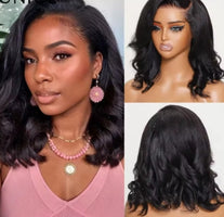 UNICE Hair Yaki Loose Wave Bob Wig With Baby Hair Drawstring 13x4 Human Hair Lace Frontal Wig Pre Cut Pre Bleached Glueless Wig