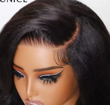 UNICE Hair Yaki Loose Wave Bob Wig With Baby Hair Drawstring 13x4 Human Hair Lace Frontal Wig Pre Cut Pre Bleached Glueless Wig