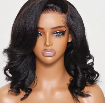 UNICE Hair Yaki Loose Wave Bob Wig With Baby Hair Drawstring 13x4 Human Hair Lace Frontal Wig Pre Cut Pre Bleached Glueless Wig