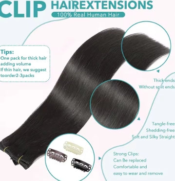 Clip in Hair Extensions Real Human Hair 120g Straight 100% Brazilian Remy Human Hair Clip in Hair Extensions for Black Women