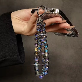Wrist strap with luxury crystal beads and brilliant diamonds, portable chain, short hanging phone clip, Universal use in phone cases