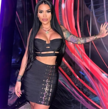 Punk bandage skirt suit European and American sexy suspender skirt night club suit