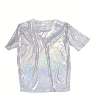 Women'S Shiny Metallic Bling Blouse - Bright Silvery-like Finish, Lightweight Everyday & Formal Tops, Non-See-Through Party Shirt for Women,