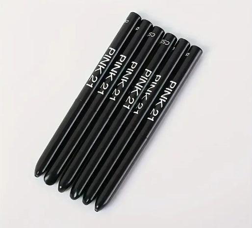 5-Pack Waterproof & Sweat-Proof Black Eyeliner Pencil - Long-Lasting, Smudge-Proof for Bold Eye Makeup, Easy Glide Formula for Perfect Wings