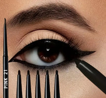5-Pack Waterproof & Sweat-Proof Black Eyeliner Pencil - Long-Lasting, Smudge-Proof for Bold Eye Makeup, Easy Glide Formula for Perfect Wings