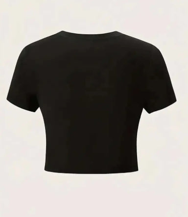 Womens Pure - Black Crop Top: Sweetheart Charm Black Crop Top Daddys Babygirl Edition - Perfect for Spring Summer and Fall Bold Statement Top Comfortable Stretchy Fit Love