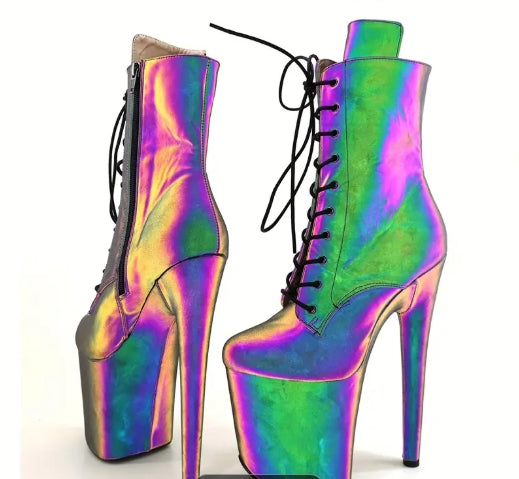 POXOHEELS Women'S 8 Inch Pole Dance Ankle Boots Shoes 20cm Platform Stiletto Exotic Heel