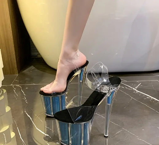 Women'S Ultra-High Stiletto Heel Sandals - Open-Toe Summer Wedding & Evening Dress Shoes with Adjustable Hook-and-Loop Closure