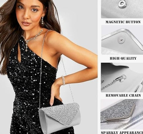 0Pcs Silvery Rhinestone Jewelry Set for Women Bride Wedding Prom Jewelry Evening Rhinestone Sparkly Clutch Purse Bag Necklace Tennise Layered Bracelets CZ Ring Crystal Drop Earring Set Silvery Shiny Costume Kit