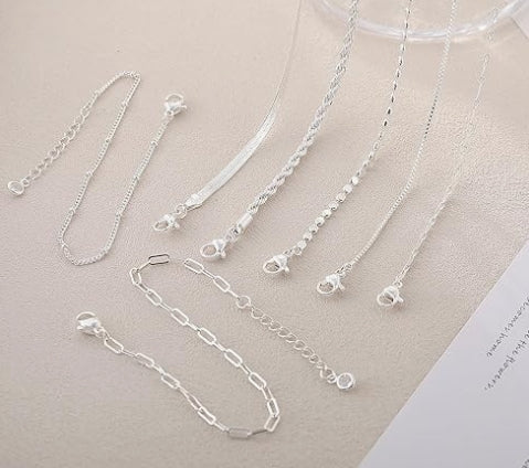 Kyerlyn Silver Bracelets for Women Trendy Waterproof Silver Dainty Bracelet Stack Adjustable Layered Bracelet Set Minimalist Fashion Jewelry