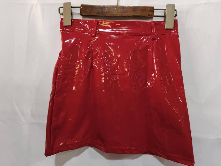 Bright PVC Patent Leather Hip Skirt