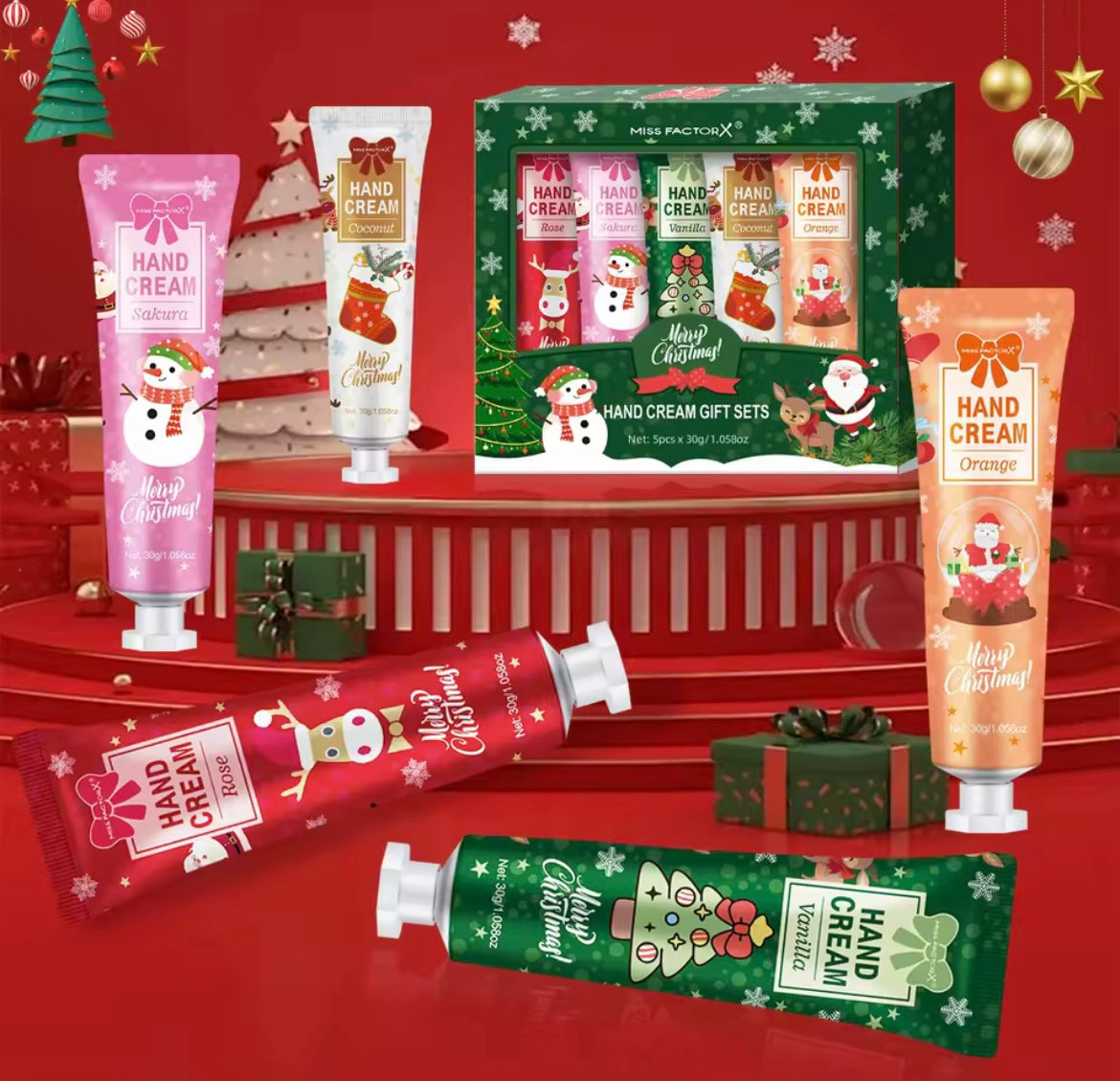 Christmas gift 5/box hand  Limited Edition cream set, cream texture, hand cream travel pack, durable moisturizer-30g/piece