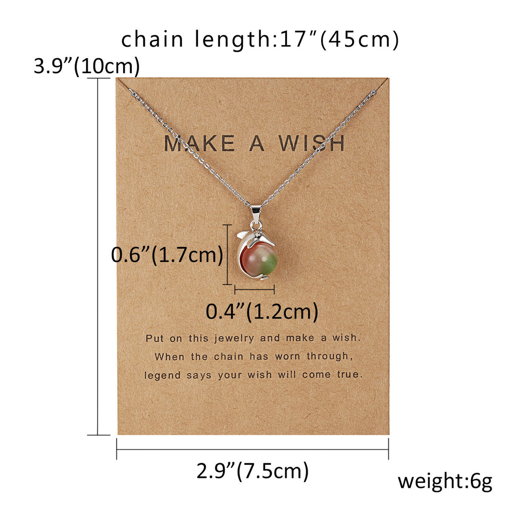 Dolphin Natural Stone Paper Card Necklace