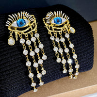 Zircon Long Tassel Earrings Vintage Artificial Crystal
