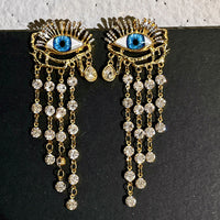 Zircon Long Tassel Earrings Vintage Artificial Crystal