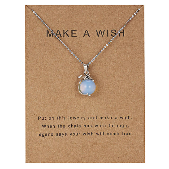 Dolphin Natural Stone Paper Card Necklace