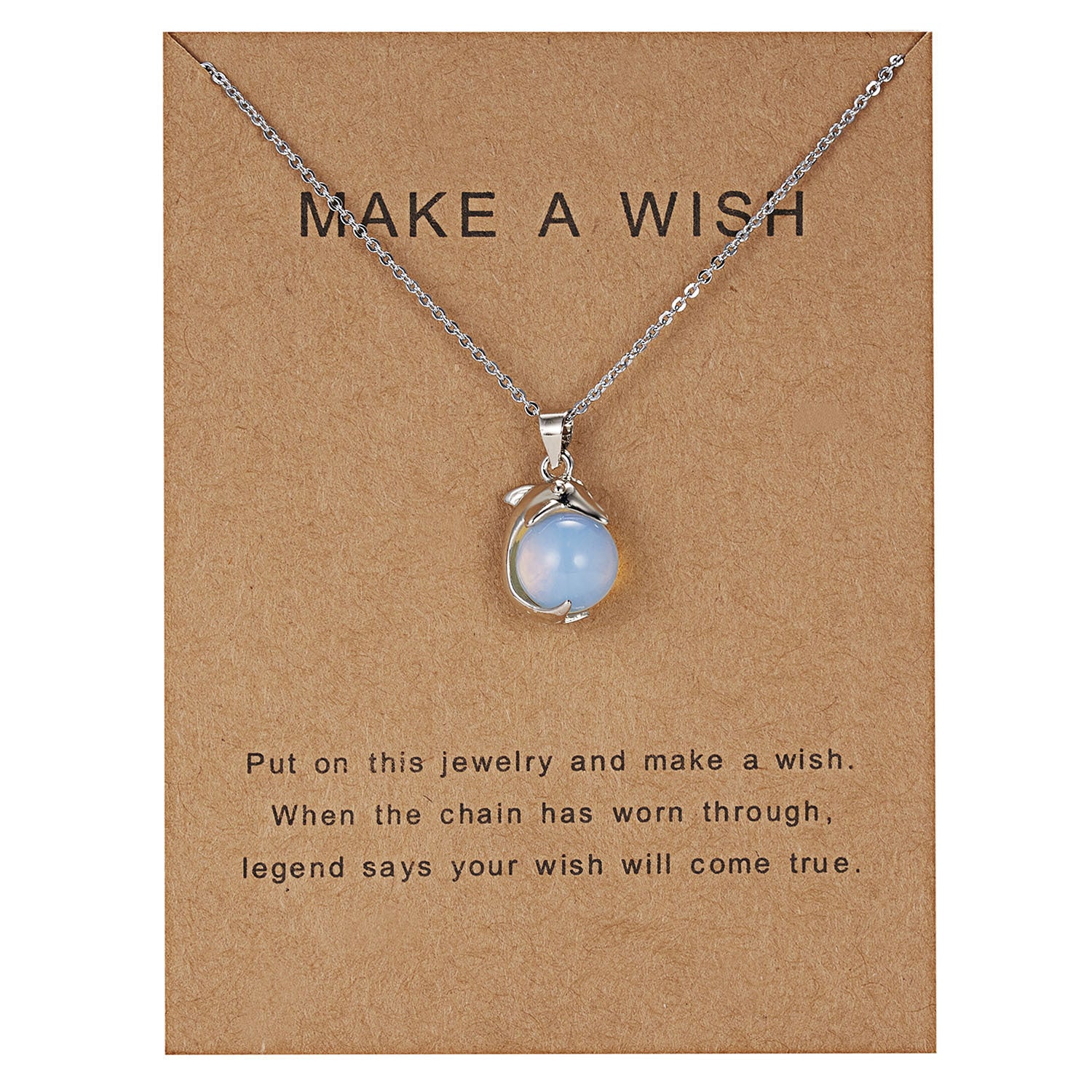 Dolphin Natural Stone Paper Card Necklace