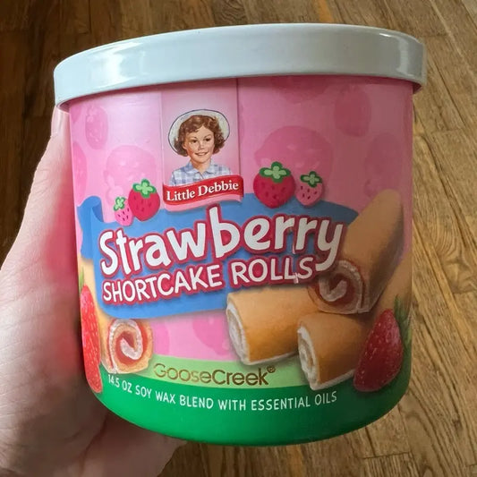 Goose Creek Limited Edition Little Debbie Small Strawberry Shortcake Rolls 3 Wick Candle