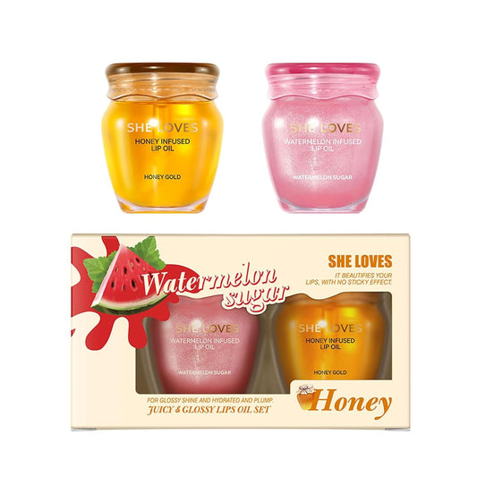 Lip Oil Set, Honey Watermelon Scent Hydrating Lip Gloss