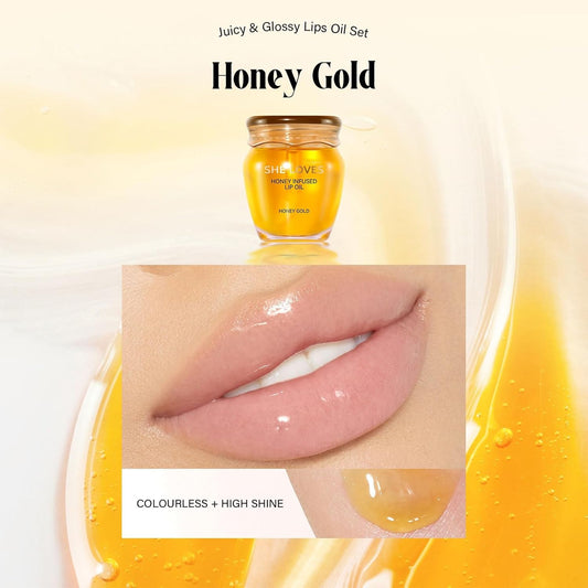 Lip Oil Set, Honey Watermelon Scent Hydrating Lip Gloss