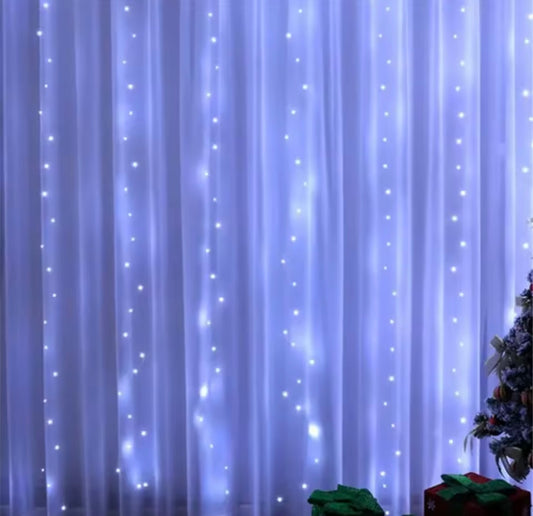 LED Curtain Lights USB Powered with Remote Control White Christmas Decorations for Home Festive Lighting