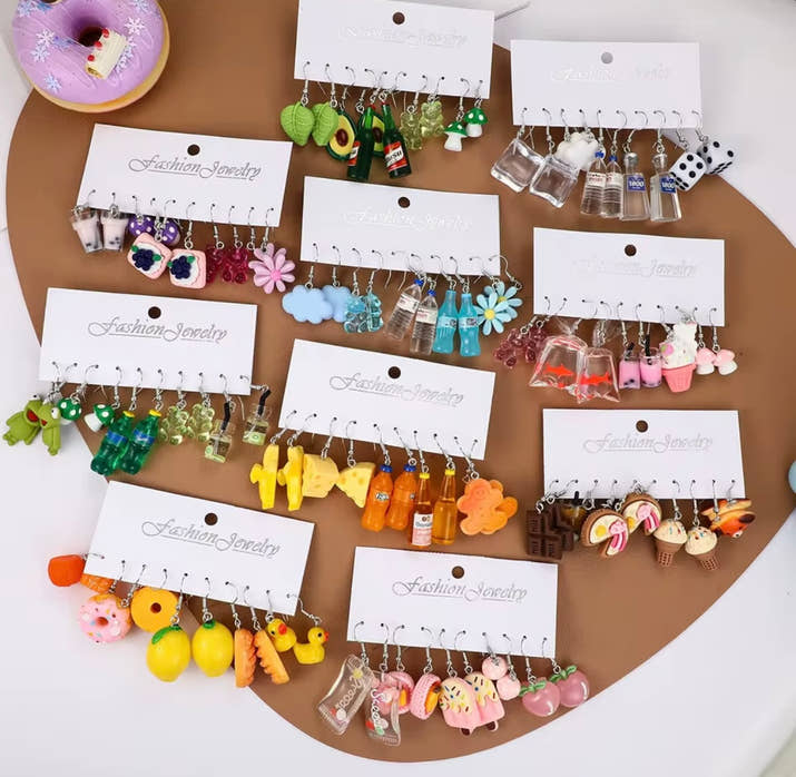 Fashion Sweet Fruit Drink Earrings Set for Women Cute Cartoon Food Ice Cream Donut Funny Resin Earring
