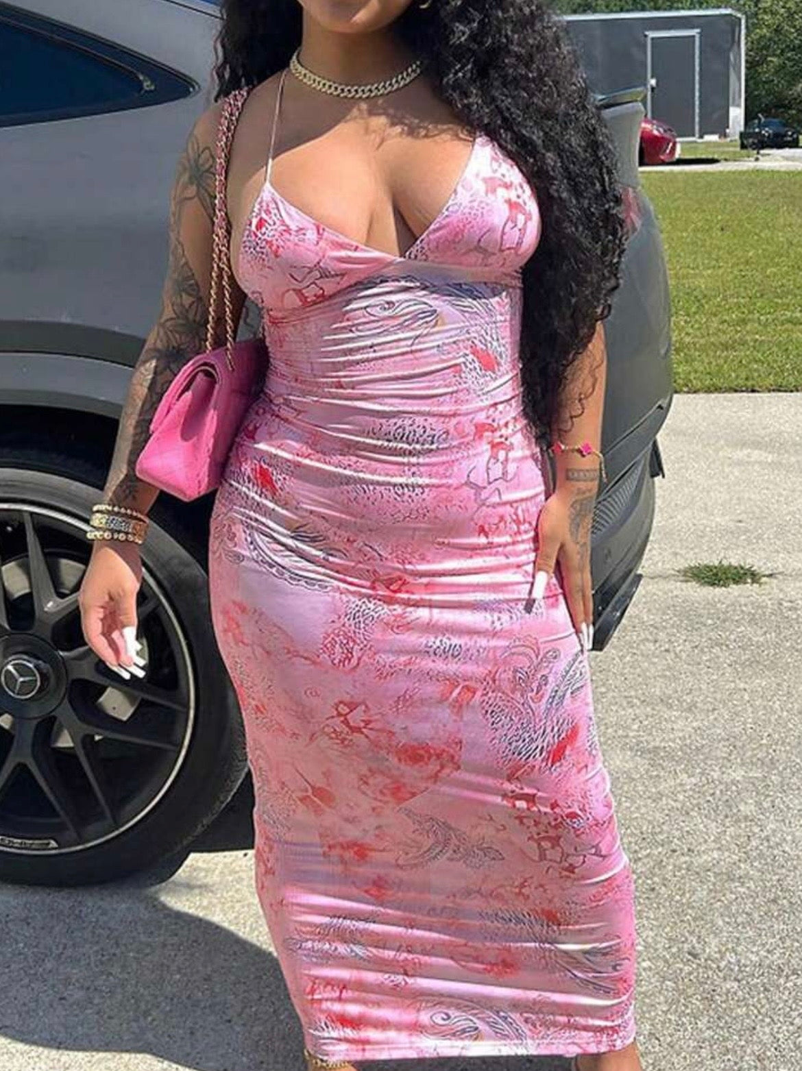Pink Paisley Halter Midi