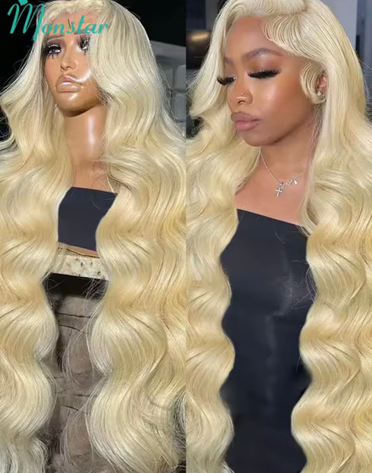 13x4 13x6 360 HD Transparent 613 Lace Frontal Wig Honey Blonde Color Brazilian Raw Body Wave Lace Wig for Stylish Look
