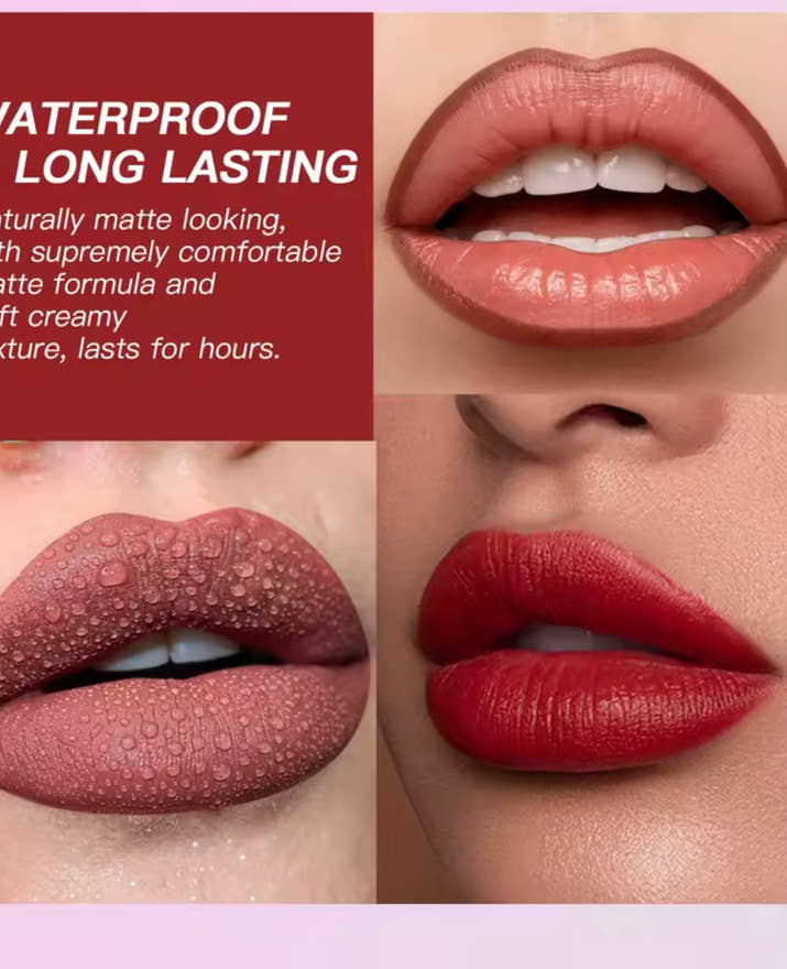 Lipstick and lip gloss set, matte liquid lipstick + matching lip liner + lip gloss - Lip makeup set gift set