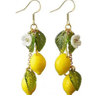 Glass Lemon Earrings Light Weight Fruit Food Earrings Can Love Earrings Pastoral