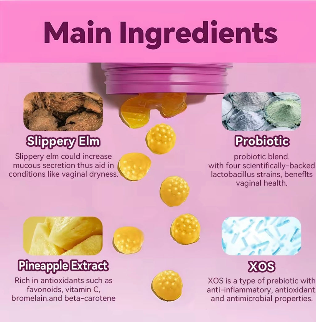 Women’s probiotics Gummies-pineapple flavored supports ph balance and dryness relief