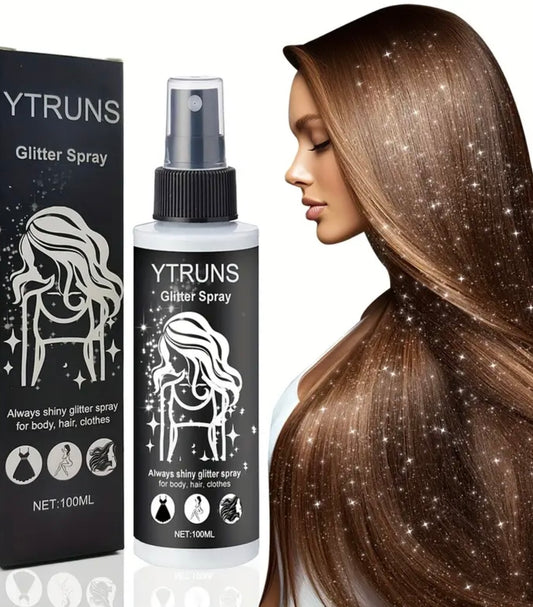 YTRUNS Glitter Spray Kit 2-Pack, Quick-Dry High Gloss Shimmer, Plant-Based Formula with Metallic Finish, for Lips Eyes & Face, Perfect for Music Festivals & Body Glittering, Starshaped Applicator