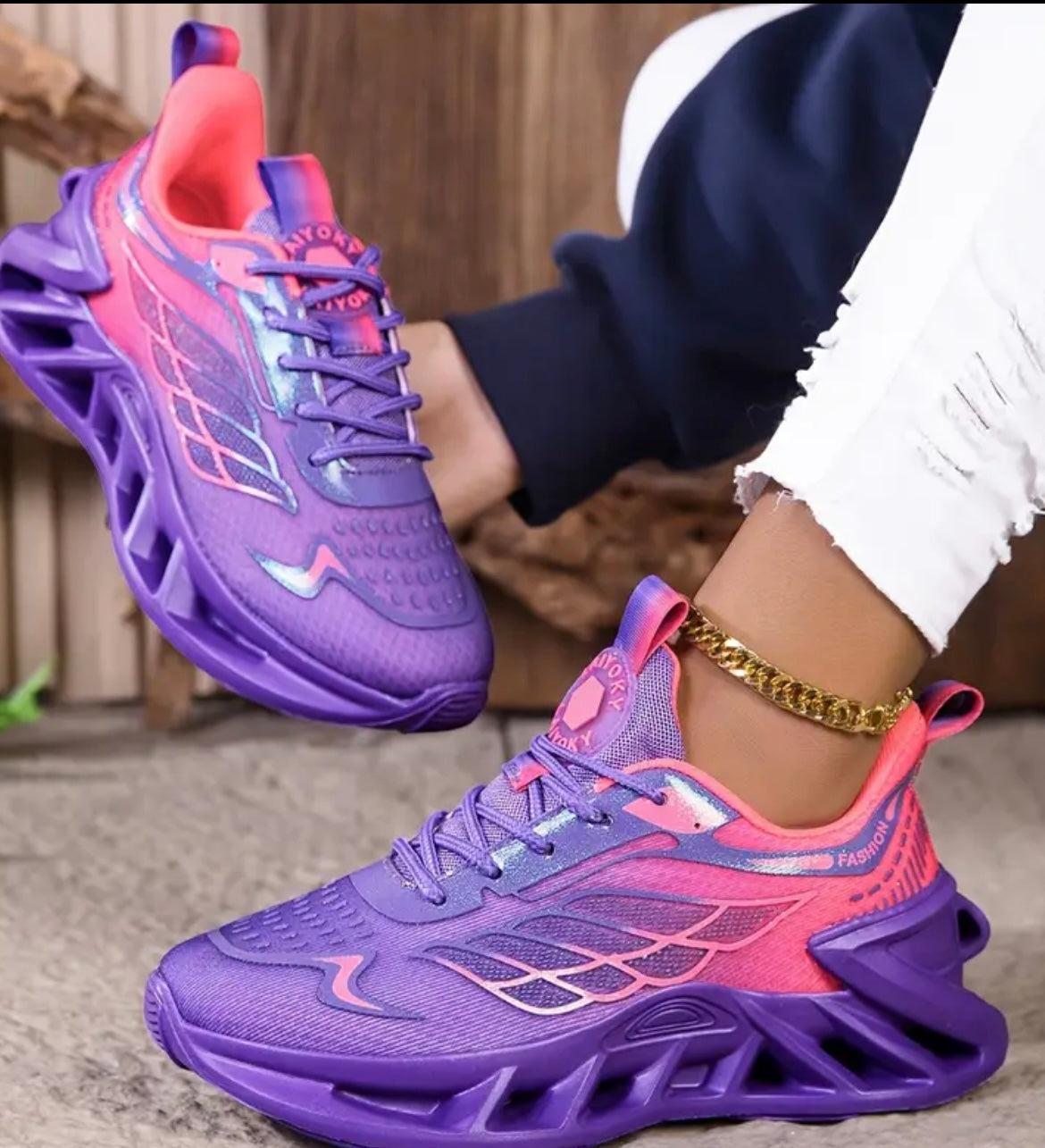 New Women's Pink-Purple Sneakers, Style, Women's Outdoor Sports Running Shoes, Cushioned Sole, Suitable for Outdoor Mountaineering
