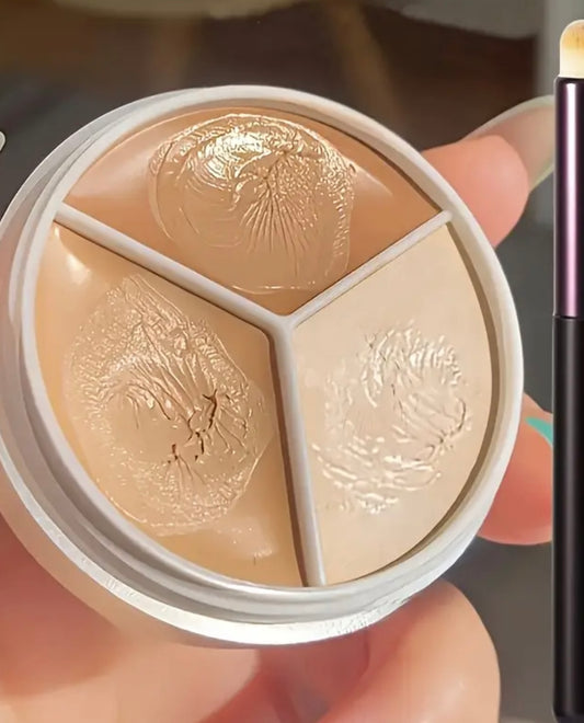 Concealer And Concealer Brush Set with Three Shades - Waterproof, Long-Lasting Coverage for, Redness, And Dark Circles - Beauty Makeup Tools.