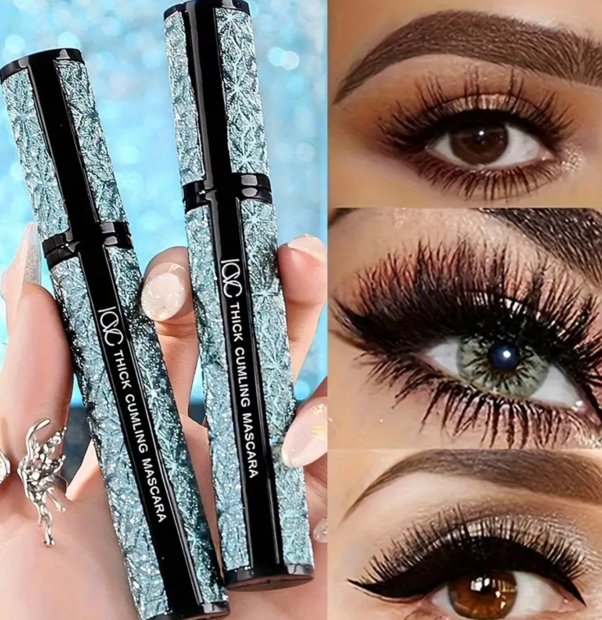 2-Pack Black Eyelash Mascara Set - 4D Fiber Waterproof, Extra Long & voluminous, Non-Blending Formula for All Light Beige Types, Natural Lift & definition, Includes Brush & Storage Container, Eyelash Extension Lotion, Sleek Packaging, Highquality Lenses