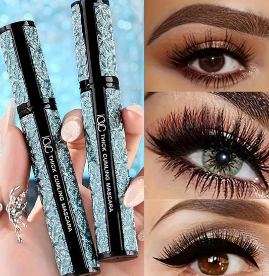2-Pack Black Eyelash Mascara Set - 4D Fiber Waterproof, Extra Long & voluminous, Non-Blending Formula for All Light Beige Types, Natural Lift & definition, Includes Brush & Storage Container, Eyelash Extension Lotion, Sleek Packaging, Highquality Lenses