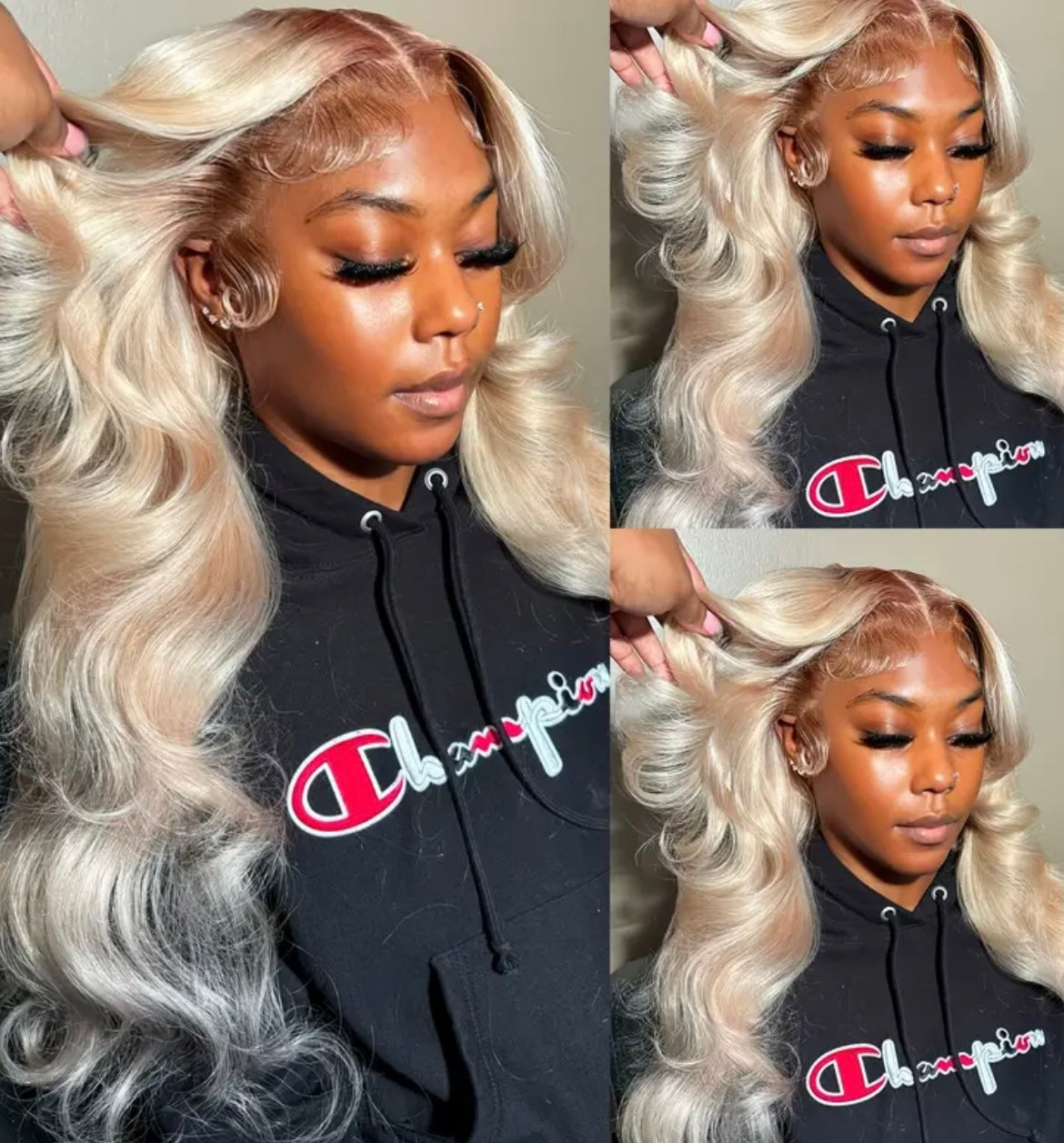 200% Density 13x4 HD Transparent Lace Front Wig | 26" Honey Blonde Ombre Body Wave Curly - Glueless Pre-Plucked, Natural Look, Unisex for Women & Men, All Ethnicities, Wig Tape, Styling Versatility, Voluminous Waves